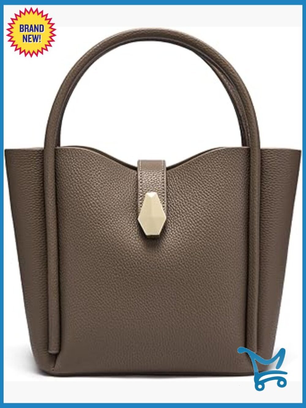 Genuine Leather Bucket Bag Tote Shoulder Purse Crossbody Water-Resistant